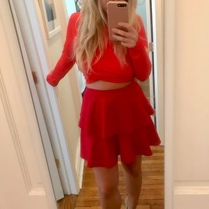 Tiered Zara red skirt